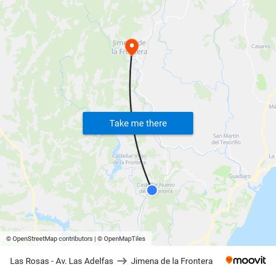 Las Rosas - Av. Las Adelfas to Jimena de la Frontera map