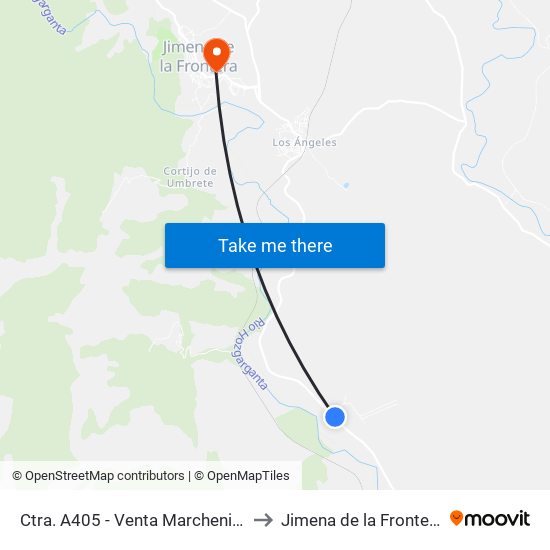 Ctra. A405 - Venta Marchenilla to Jimena de la Frontera map