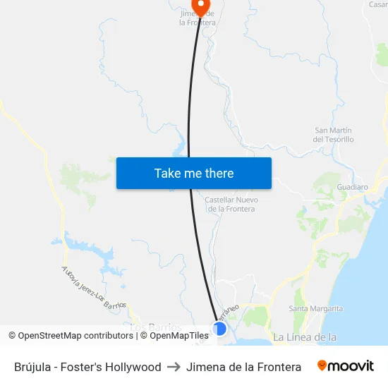 Brújula - Foster's Hollywood to Jimena de la Frontera map