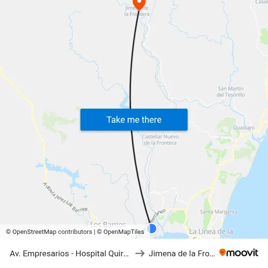 Av. Empresarios - Hospital Quirón Salud to Jimena de la Frontera map