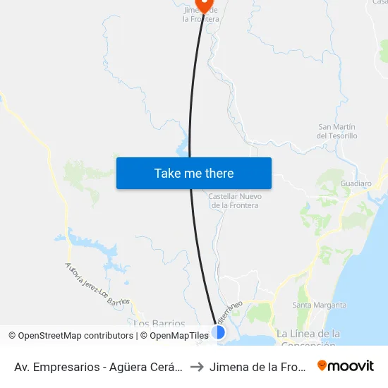 Av. Empresarios - Agüera Cerámicas to Jimena de la Frontera map