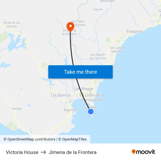 Victoria House to Jimena de la Frontera map