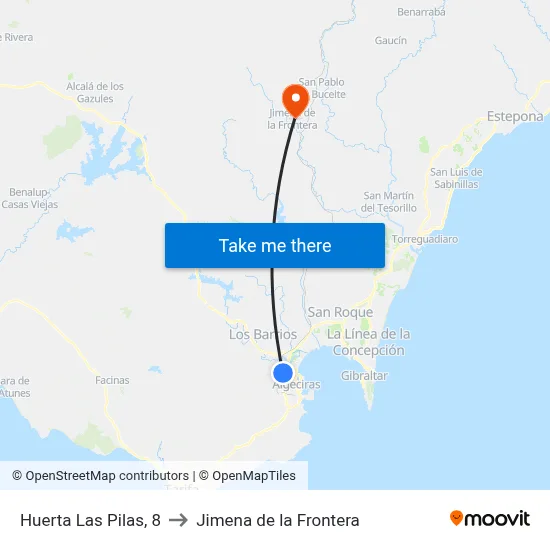 Huerta Las Pilas, 8 to Jimena de la Frontera map