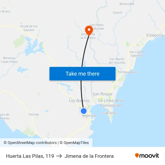 Huerta Las Pilas, 119 to Jimena de la Frontera map