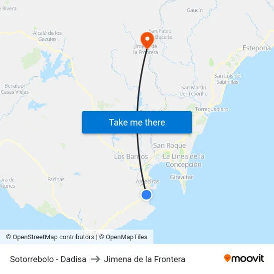 Sotorrebolo - Dadisa to Jimena de la Frontera map