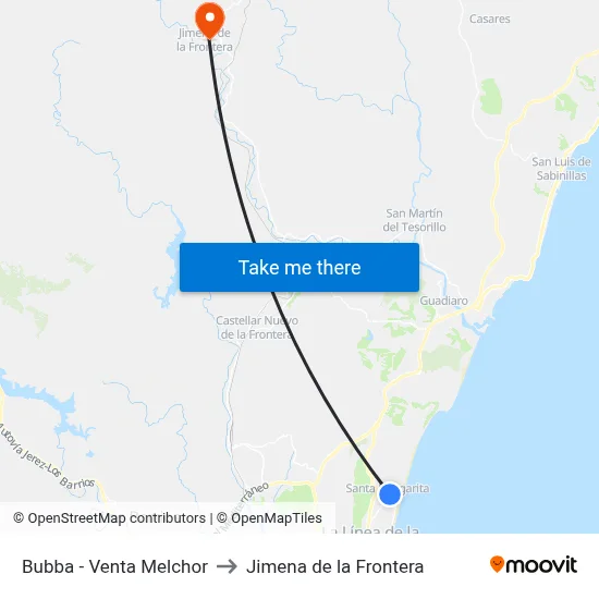 Bubba - Venta Melchor to Jimena de la Frontera map