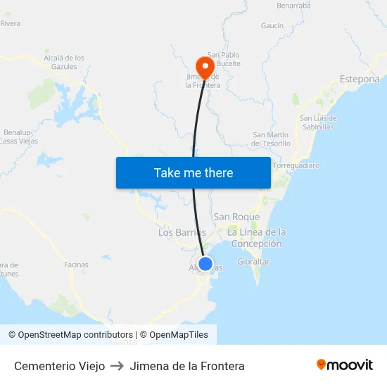 Cementerio Viejo to Jimena de la Frontera map