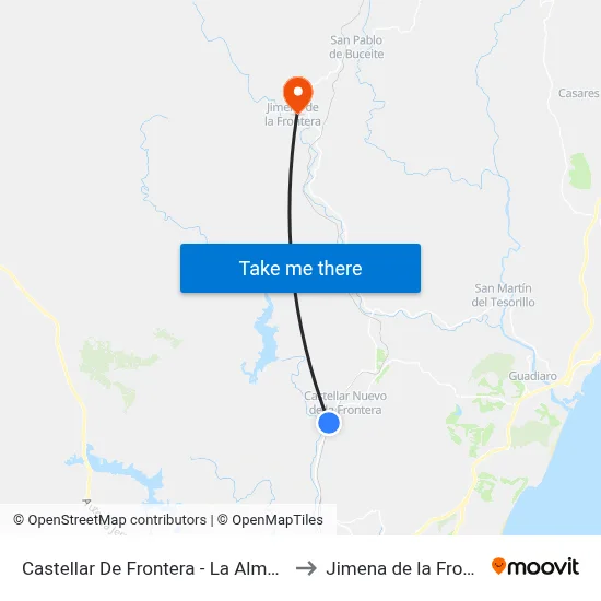 Castellar De Frontera - La Almoraima to Jimena de la Frontera map