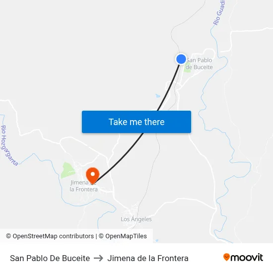 San Pablo De Buceite to Jimena de la Frontera map