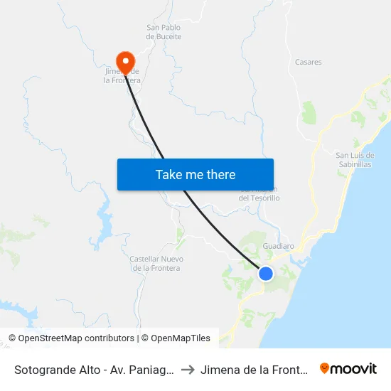 Sotogrande Alto - Av. Paniagua to Jimena de la Frontera map