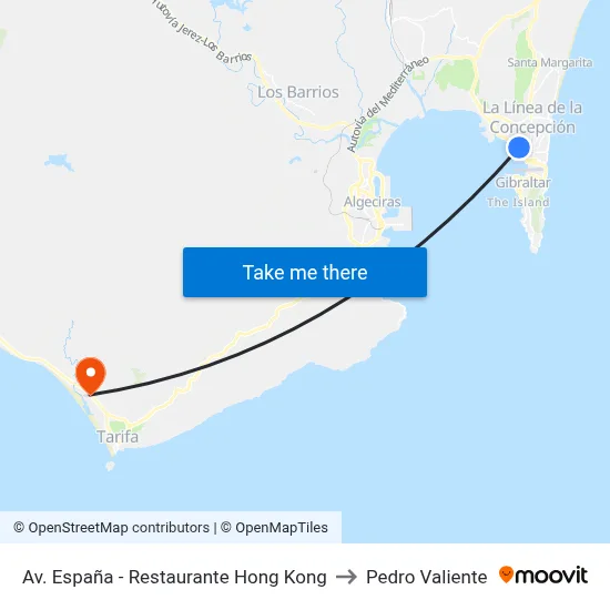 Av. España - Restaurante Hong Kong to Pedro Valiente map