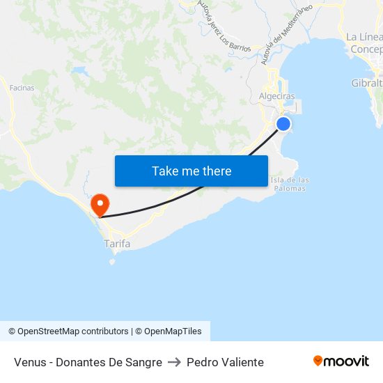 Venus - Donantes De Sangre to Pedro Valiente map