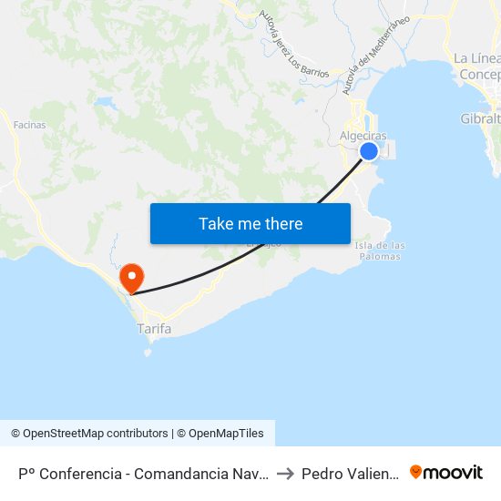 Pº Conferencia - Comandancia Naval to Pedro Valiente map