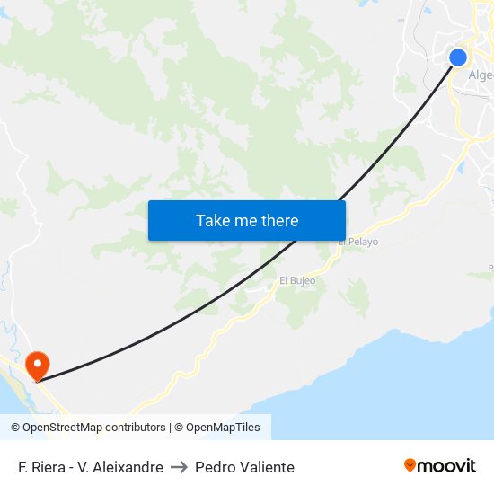 F. Riera - V. Aleixandre to Pedro Valiente map
