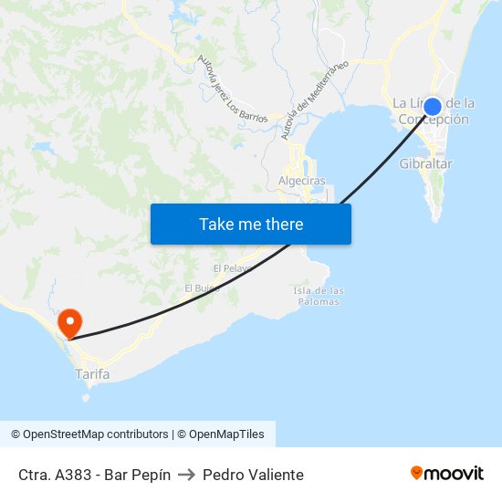 Ctra. A383 - Bar Pepín to Pedro Valiente map