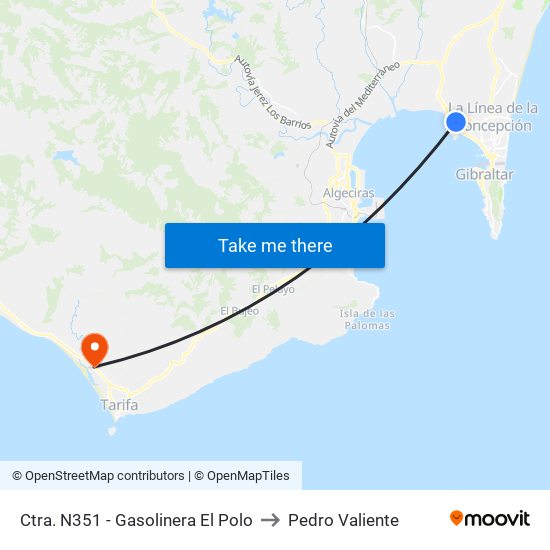 Ctra. N351 - Gasolinera El Polo to Pedro Valiente map