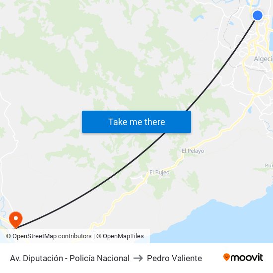 Av. Diputación - Policía Nacional to Pedro Valiente map