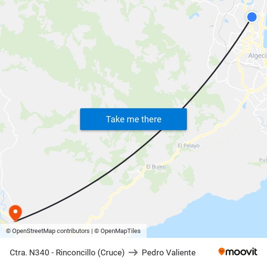 Ctra. N340 - Rinconcillo (Cruce) to Pedro Valiente map