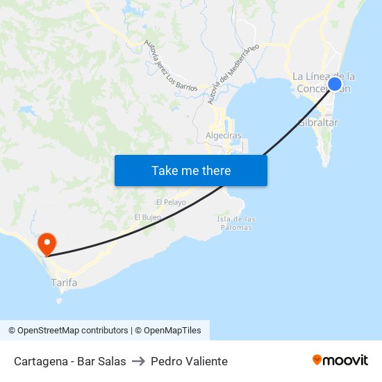 Cartagena - Bar Salas to Pedro Valiente map