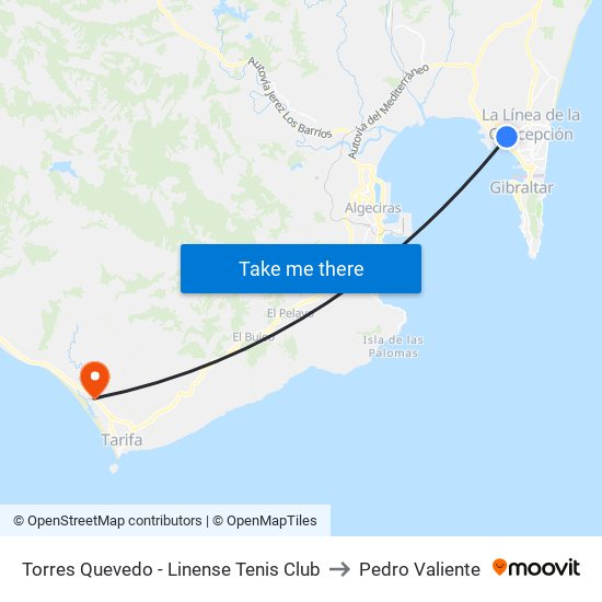 Torres Quevedo - Linense Tenis Club to Pedro Valiente map