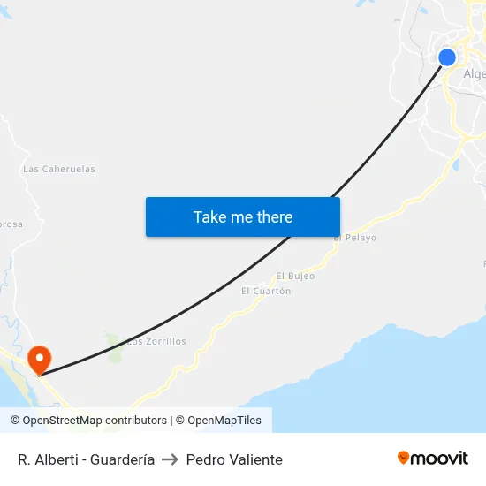R. Alberti - Guardería to Pedro Valiente map