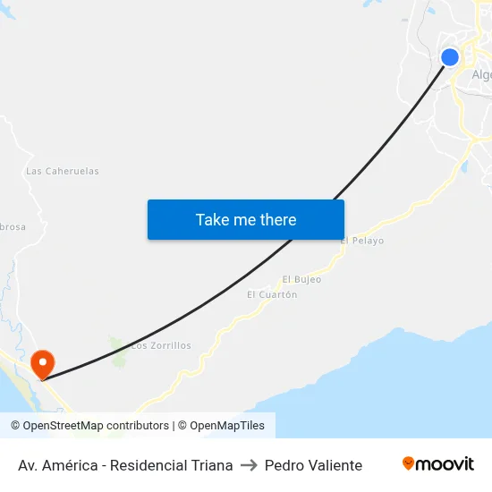 Av. América - Residencial Triana to Pedro Valiente map