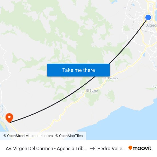 Av. Virgen Del Carmen - Agencia Tributaria to Pedro Valiente map