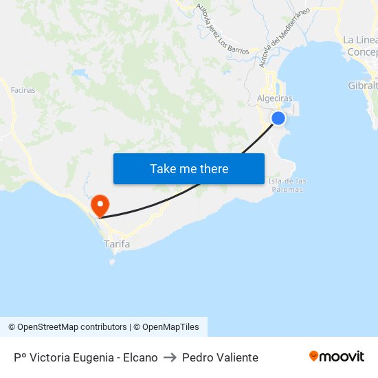 Pº Victoria Eugenia - Elcano to Pedro Valiente map