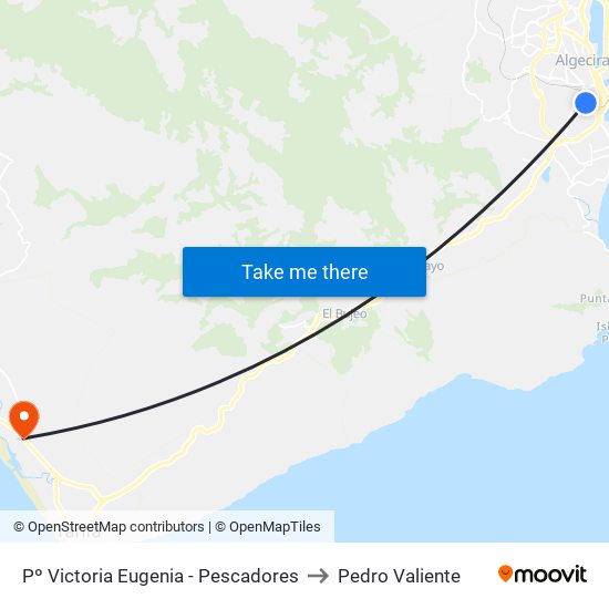 Pº Victoria Eugenia - Pescadores to Pedro Valiente map