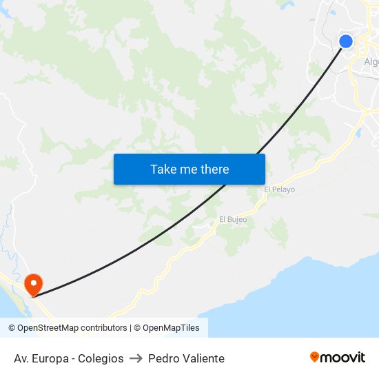 Av. Europa - Colegios to Pedro Valiente map