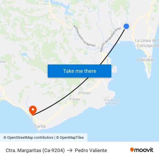 Ctra. Margaritas (Ca-9204) to Pedro Valiente map
