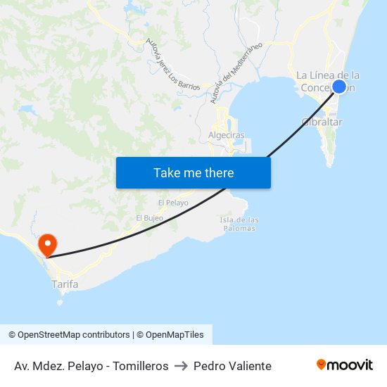 Av. Mdez. Pelayo - Tomilleros to Pedro Valiente map