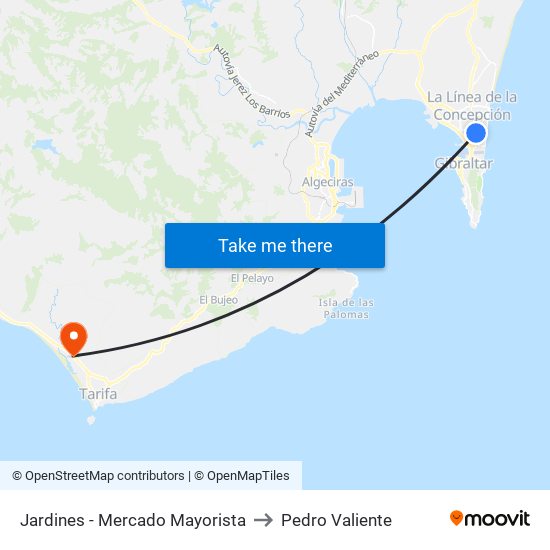 Jardines - Mercado Mayorista to Pedro Valiente map