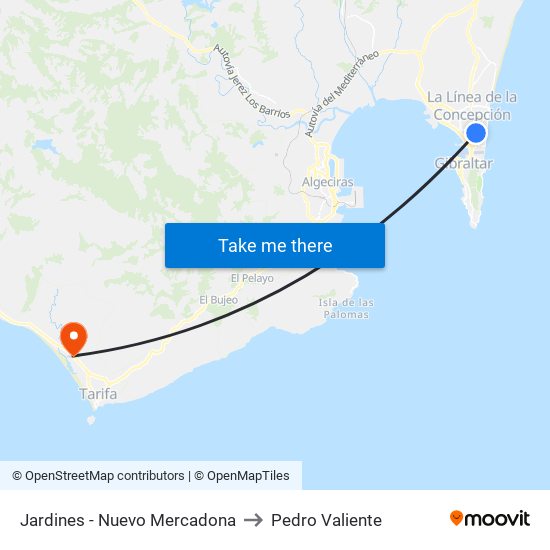Jardines - Nuevo Mercadona to Pedro Valiente map
