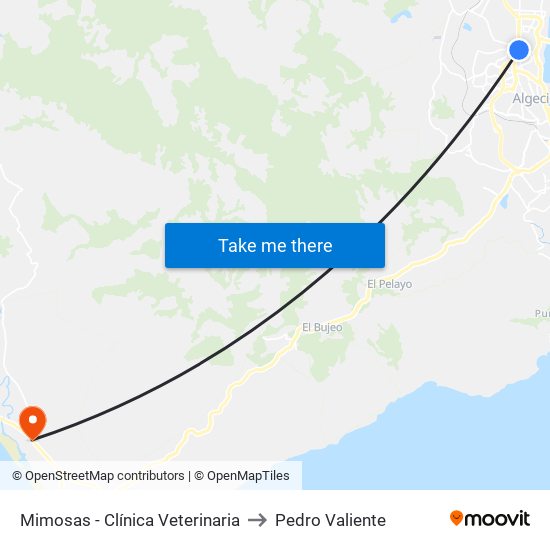 Mimosas - Clínica Veterinaria to Pedro Valiente map