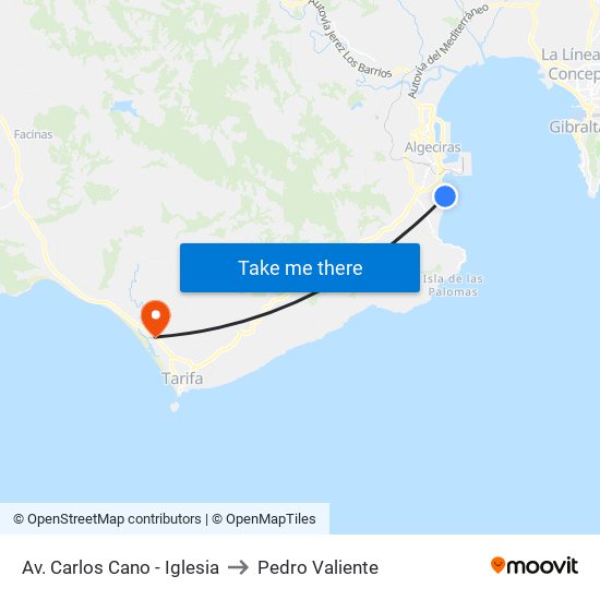 Av. Carlos Cano - Iglesia to Pedro Valiente map