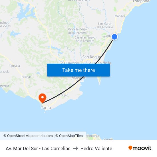 Av. Mar Del Sur - Las Camelias to Pedro Valiente map