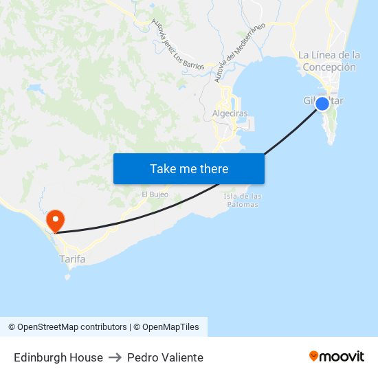 Edinburgh House to Pedro Valiente map