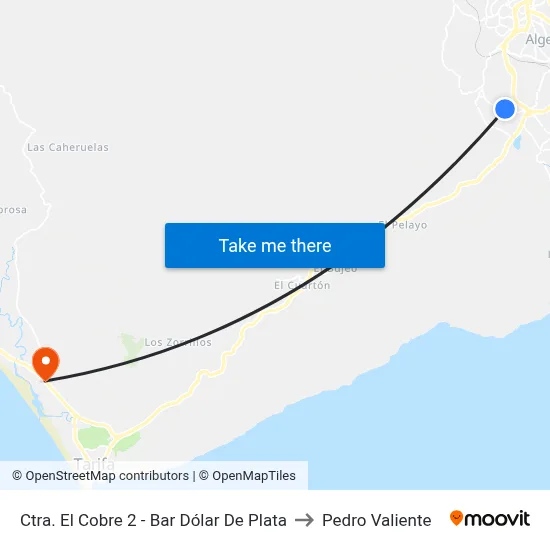 Ctra. El Cobre 2 - Bar Dólar De Plata to Pedro Valiente map