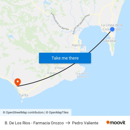 B. De Los Ríos - Farmacia Orozco to Pedro Valiente map