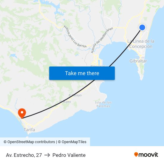Av. Estrecho, 27 to Pedro Valiente map