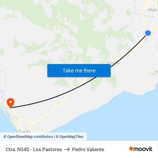 Ctra. N340 - Los Pastores to Pedro Valiente map