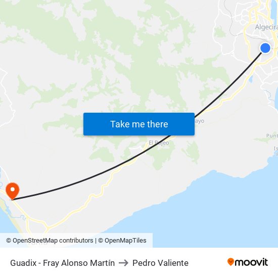 Guadix - Fray Alonso Martín to Pedro Valiente map