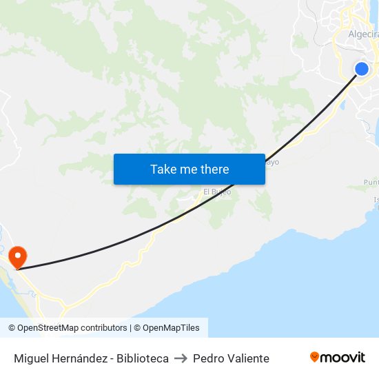 Miguel Hernández - Biblioteca to Pedro Valiente map