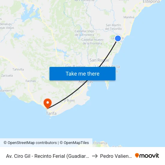 Av. Ciro Gil - Recinto Ferial (Guadiaro) to Pedro Valiente map