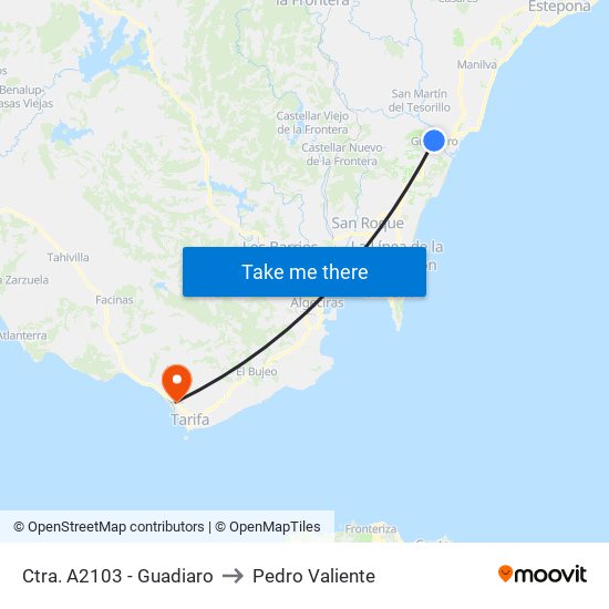 Ctra. A2103 - Guadiaro to Pedro Valiente map