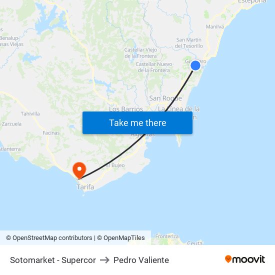 Sotomarket - Supercor to Pedro Valiente map