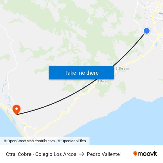 Ctra. Cobre - Colegio Los Arcos to Pedro Valiente map