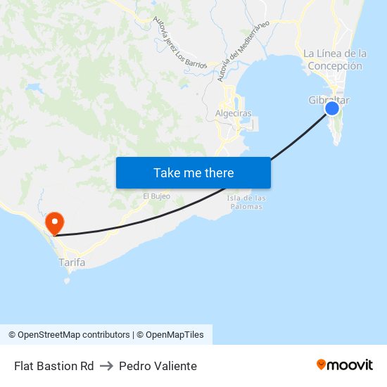 Flat Bastion Rd to Pedro Valiente map