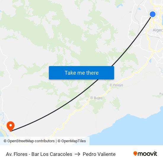 Av. Flores - Bar Los Caracoles to Pedro Valiente map
